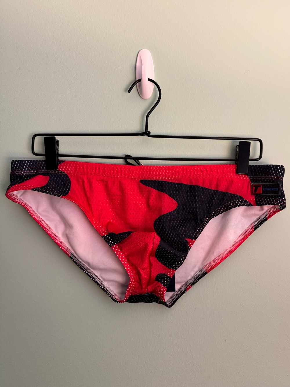 Men's Timoteo Lava Mesh Swim Brief (TMS104) in Red/Navy Blue - Size XL (35-36)